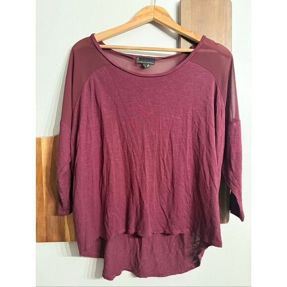 i jeans by Buffalo Tops - I Jeans by Buffalo maroon with mesh long sleeve‎ t-shirt size Small